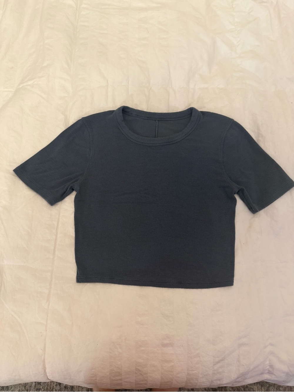 lululemon athletica Ribbed Short-Sleeve Crop Top - Dark slate